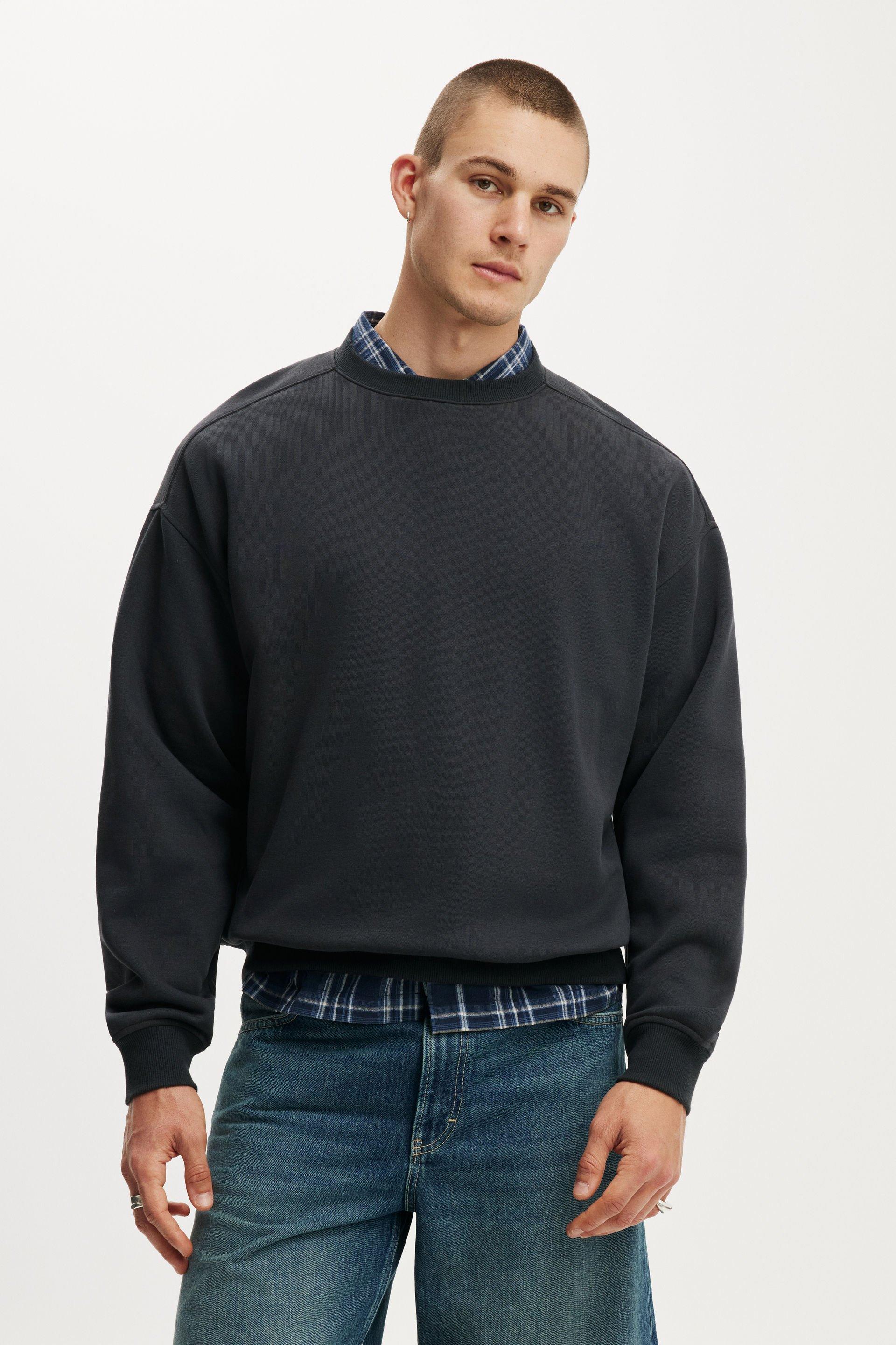 Box Fit Crew Sweater - Washed Black.