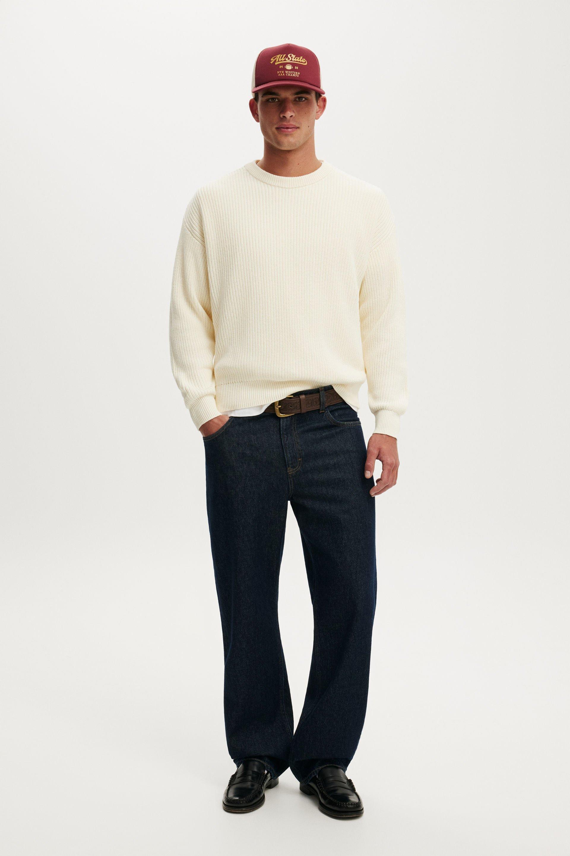 Box Fit Crew Knit - Ecru