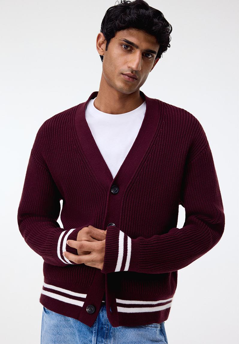 Loose fit boxy-style cardigan - burgundy - 1306499001