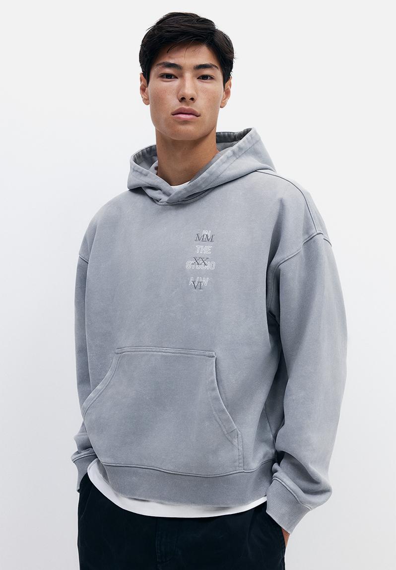 Oversized fit washed hoodie - light grey - 1305086003