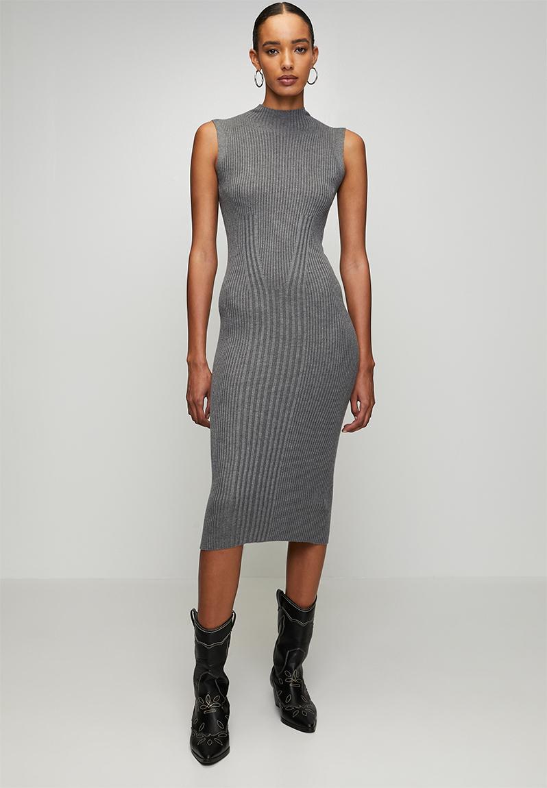 ワンピース Pantheon Checked Knit Dress gray Eco Julia Seamless Sweater Dress - Medium Charcoal Heather