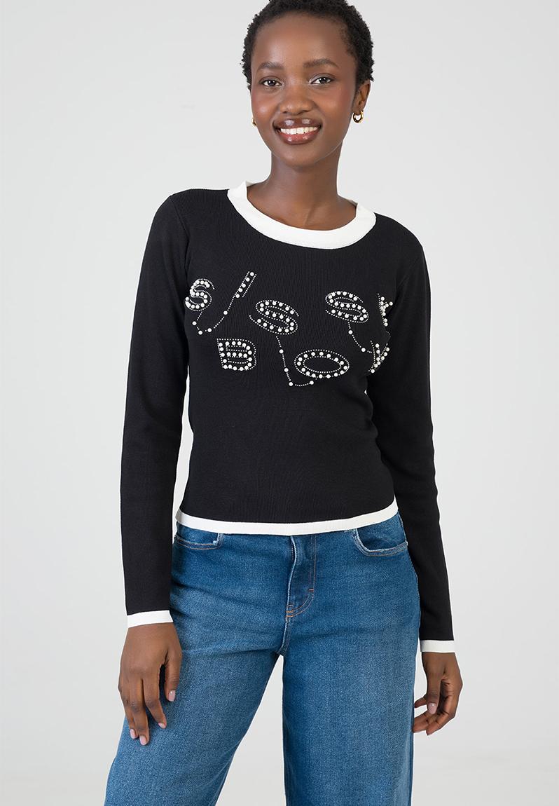 City Lights Knit Top - Black/Off White