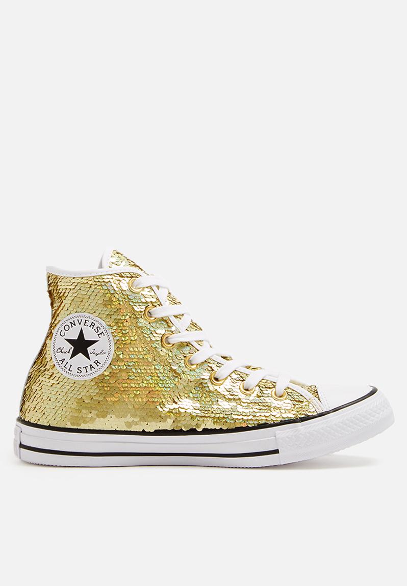 Converse CTAS HI Holiday Party - Gold / White Converse Sneakers ...