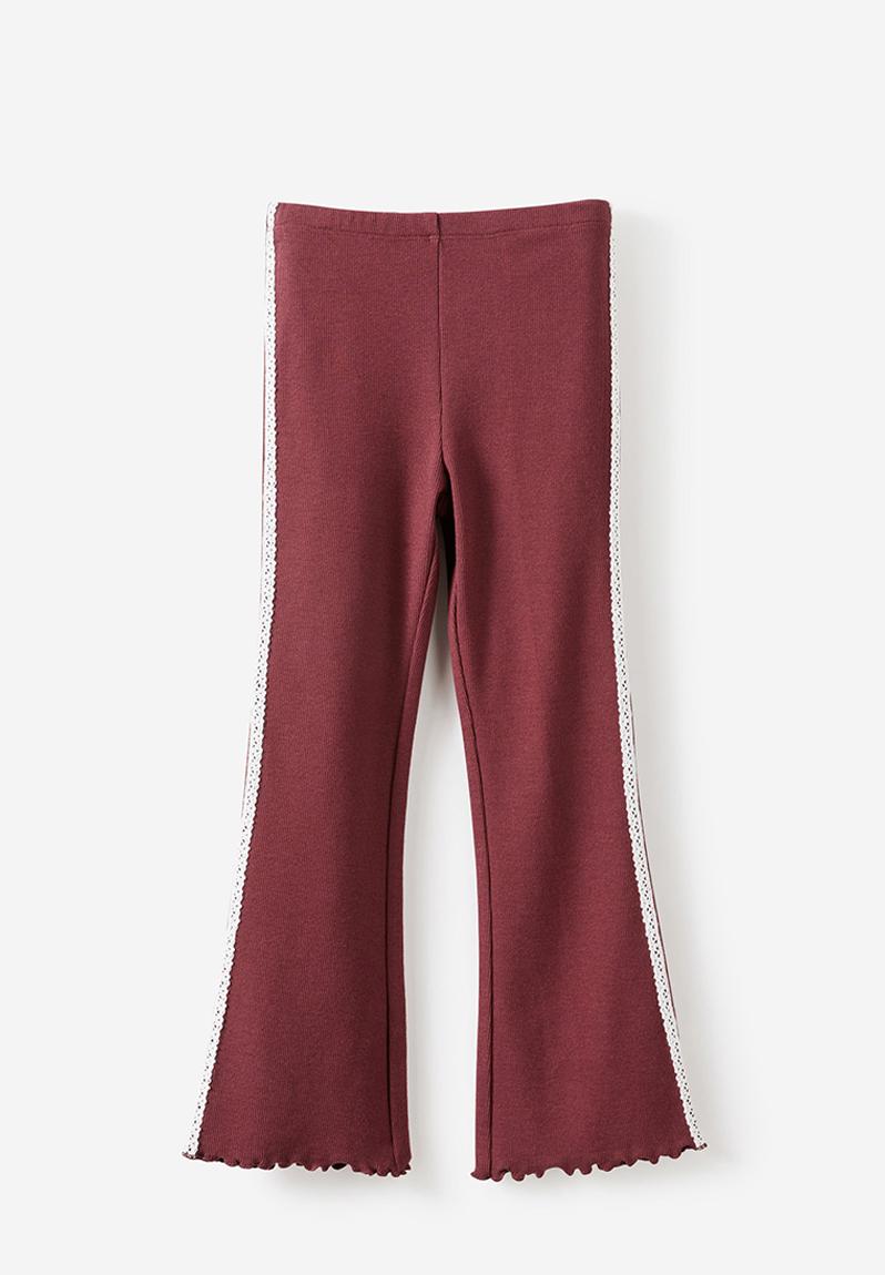 Francine Flare Pant - Bordeaux/Lace Side Stripe