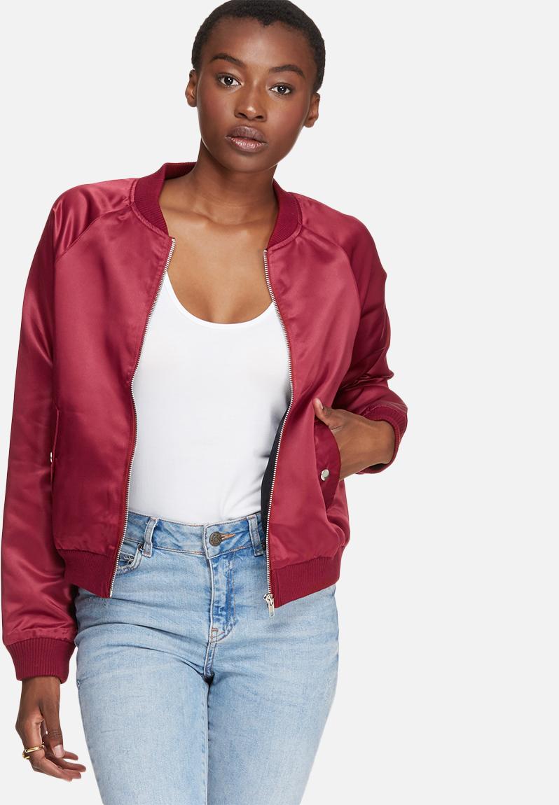 Satin bomber - burgundy Glamorous Jackets | Superbalist.com