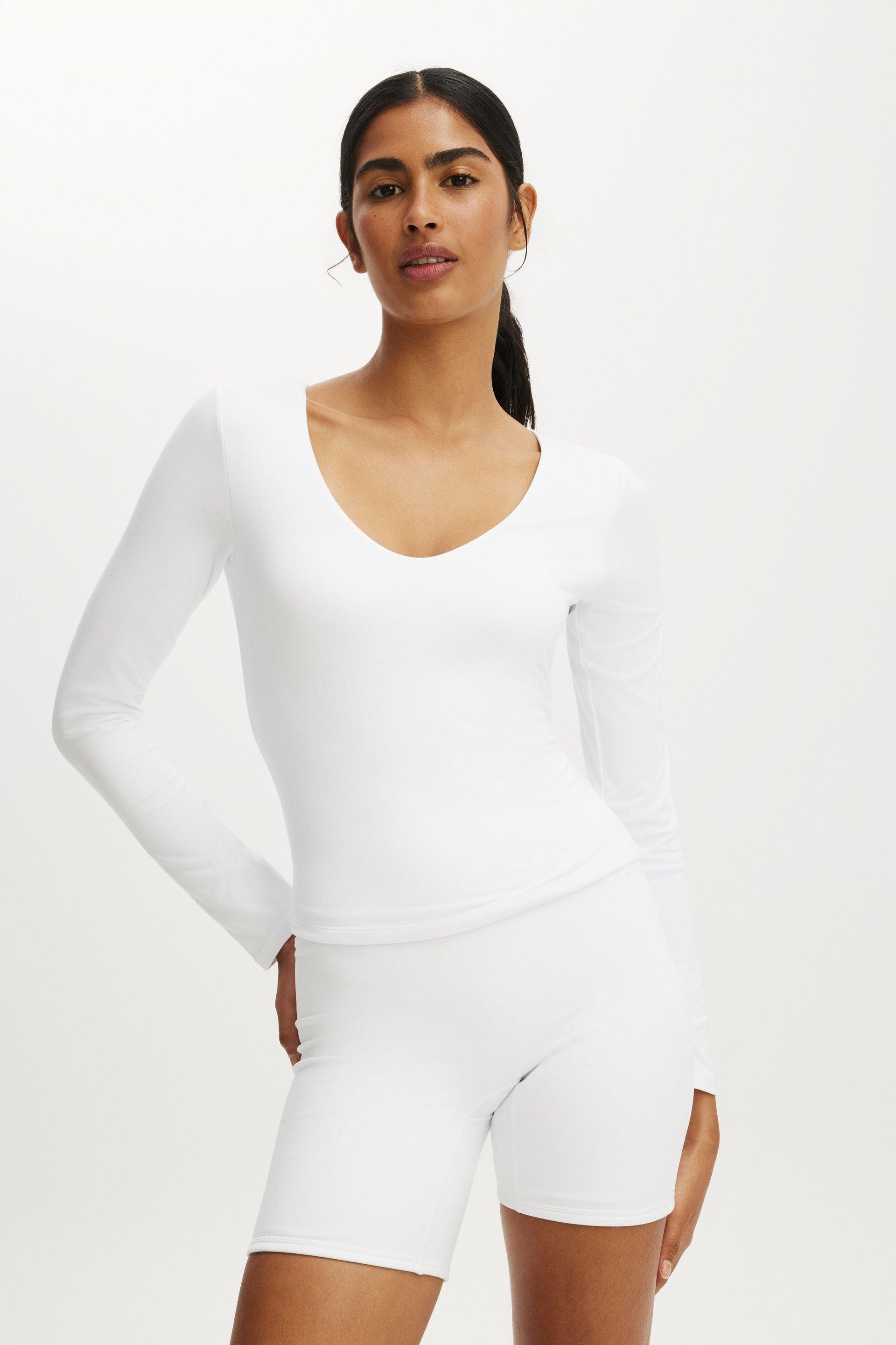 Ultra Soft Scoop Neck Long Sleeve - White