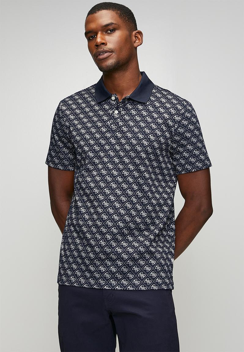 Ss G Jacquard Polo - 4G Allover Dark Blue