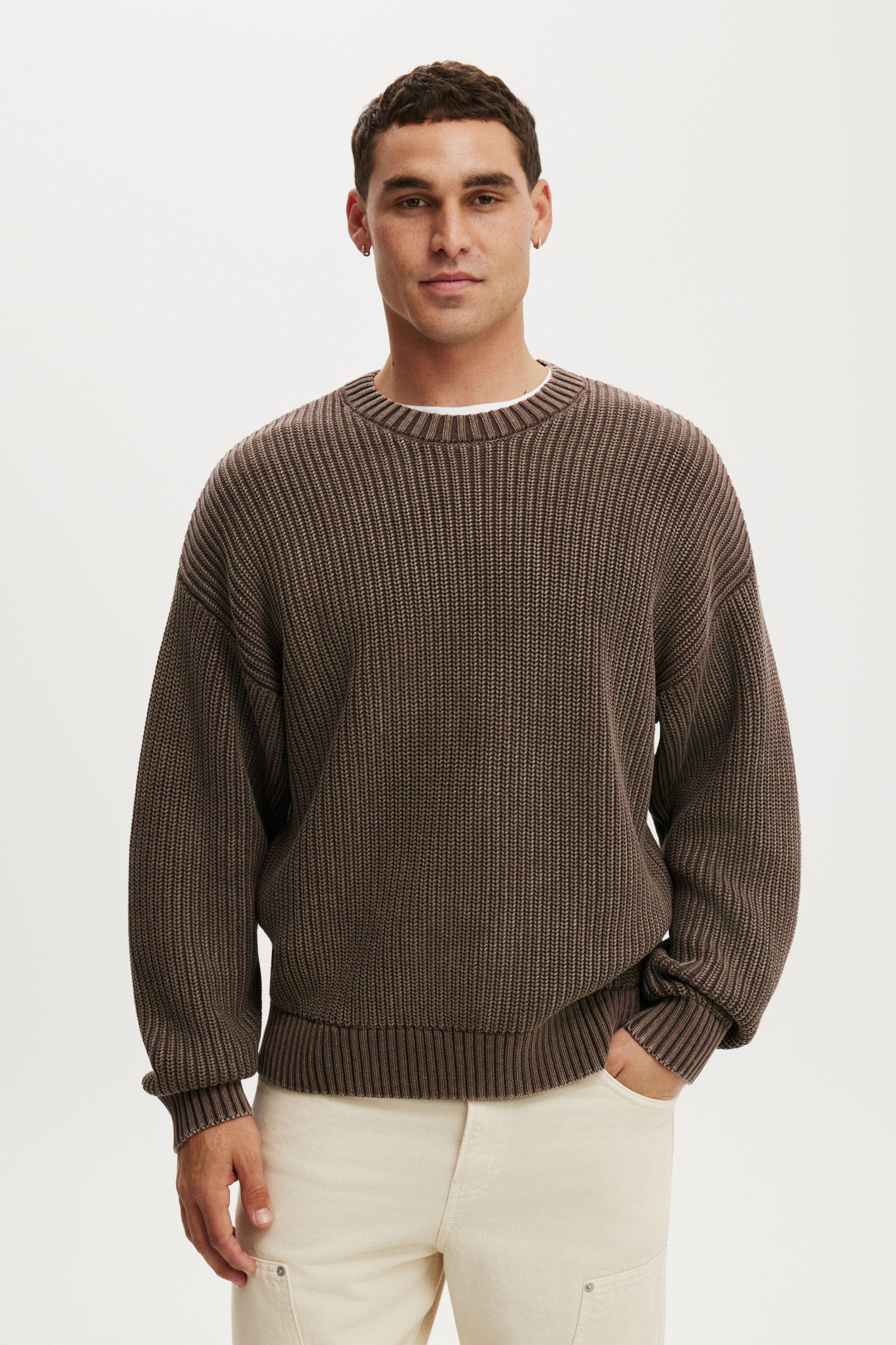 トップス stein PLEATED KNIT CREW NECK Box Fit Crew Knit - Washed Coffee