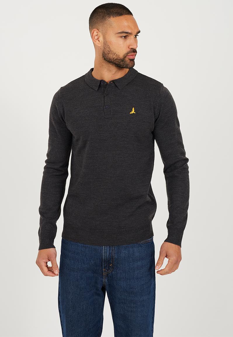 Branded Button Placket - Dark Charcoal Marl