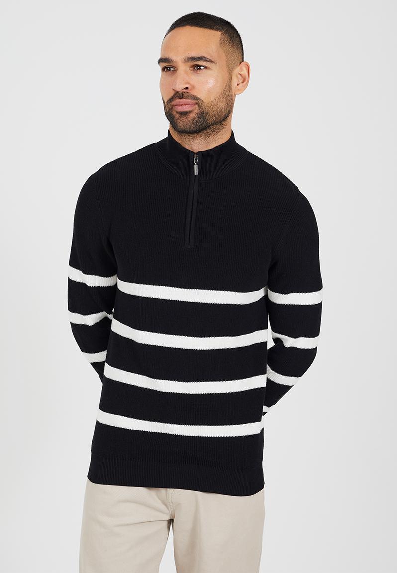 1/4 Zip Finnel - Jet Black / Optic White