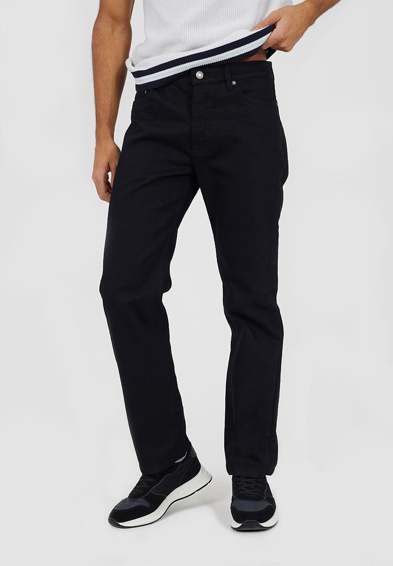 Straight Fit Denim Jeans - Black Long Length