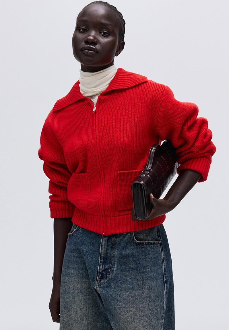 Zip-through cardigan - bright red - 1321524001