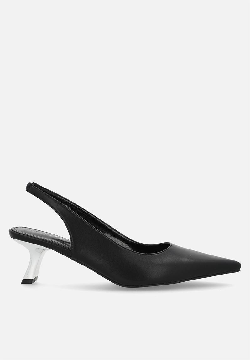 Letisha closed toe comma heel slingback - black Raid London Heels ...
