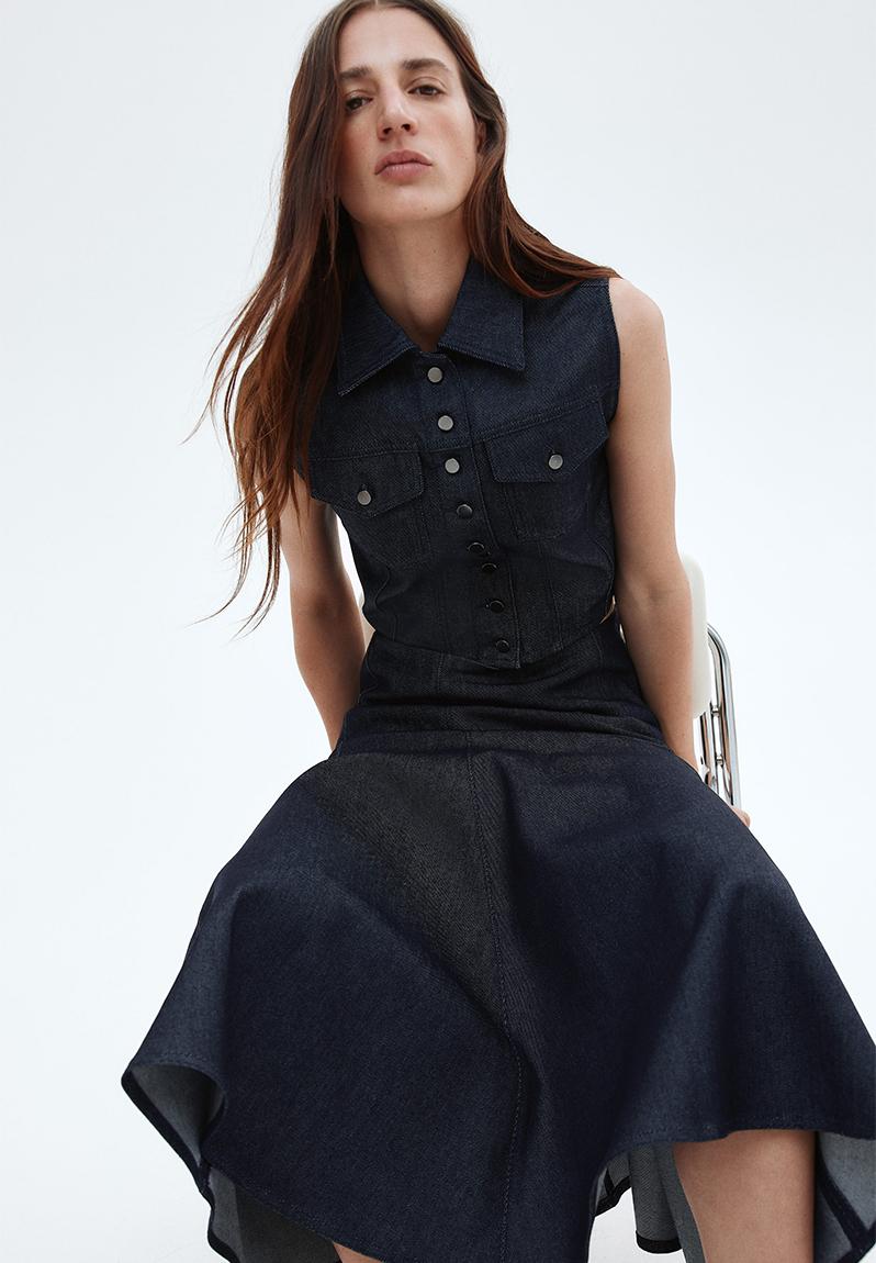 Flared denim skirt - dark denim blue - 1302547001