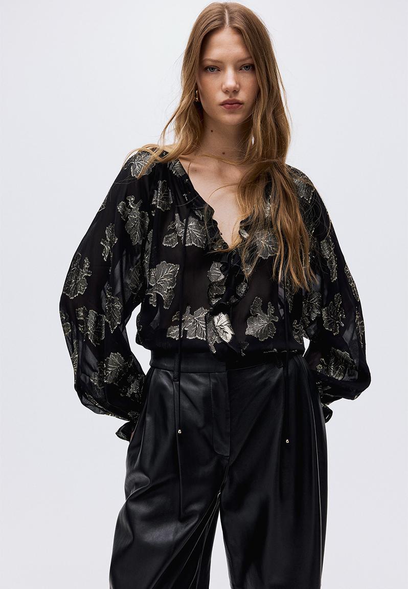 Jacquard-weave blouse - black/patterned - 1308317001