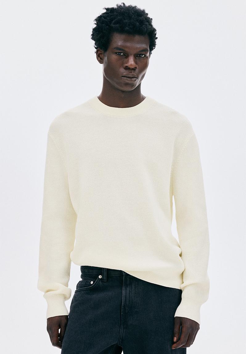 Regular fit rib-knit jumper - cream - 1286505002