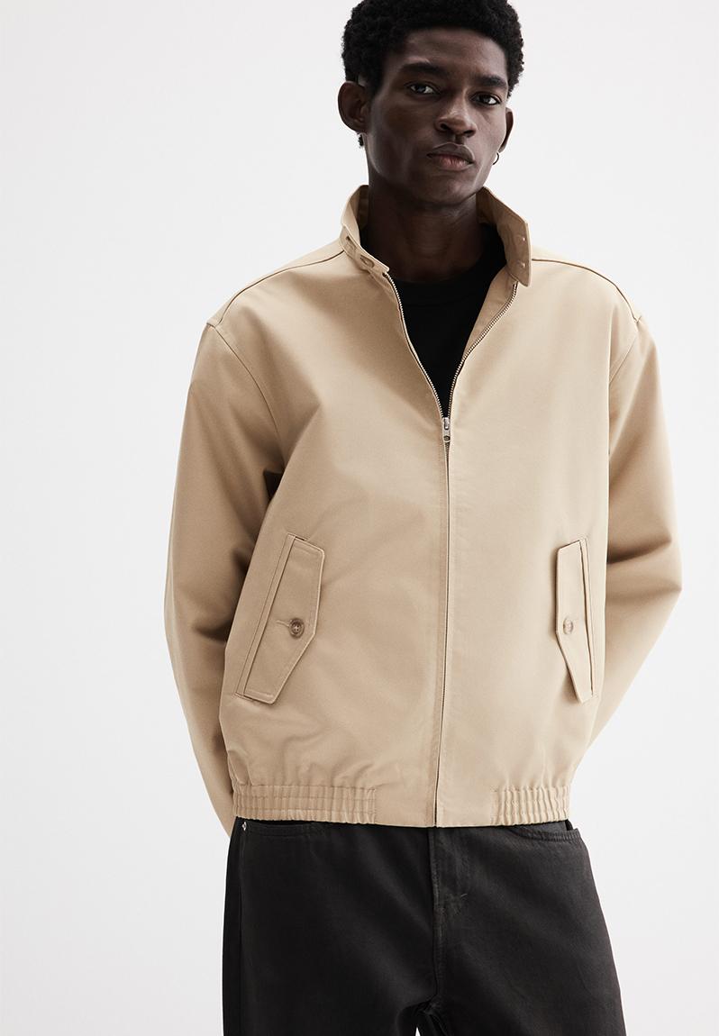 Loose fit funnel-neck jacket - beige - 1301810001