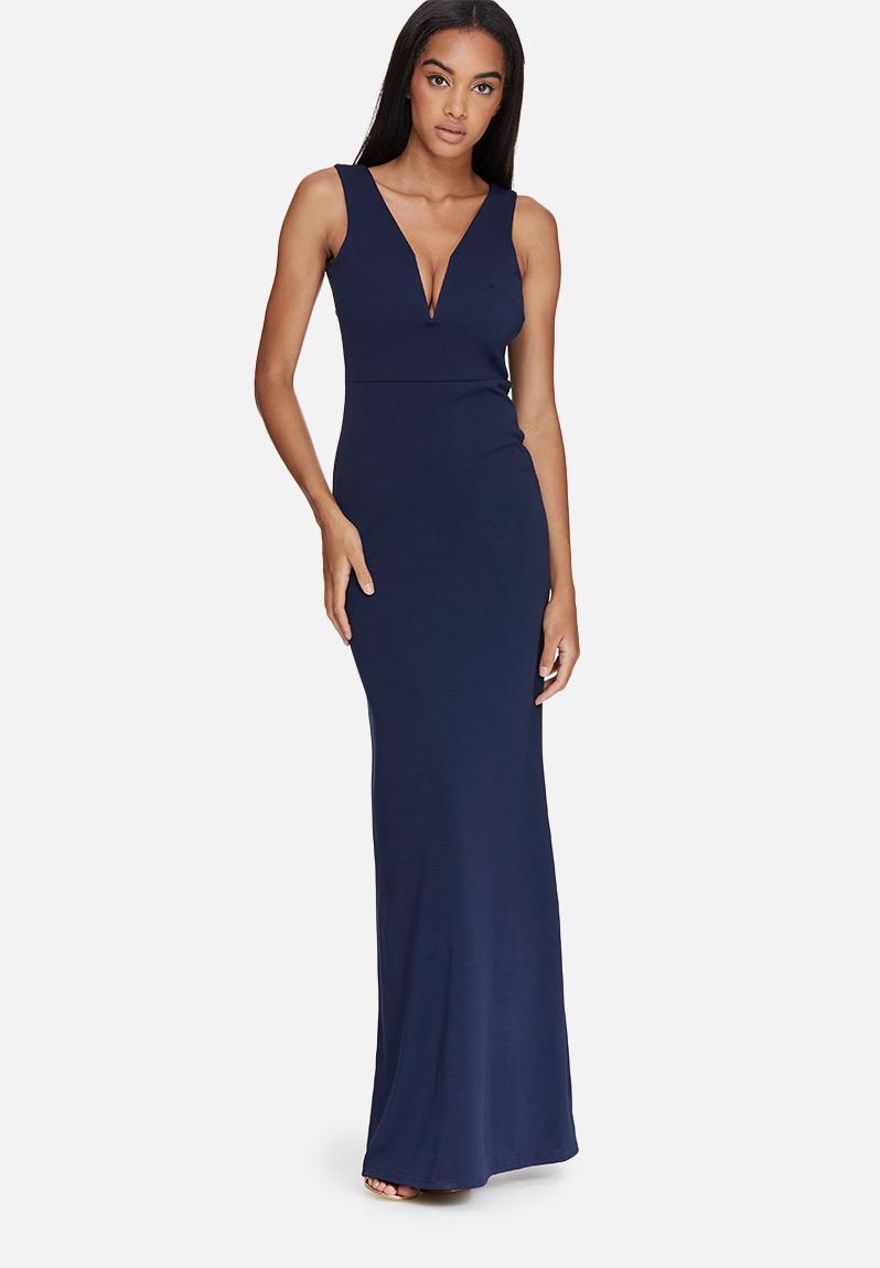 V plunge maxi dress - navy Missguided Occasion | Superbalist.com