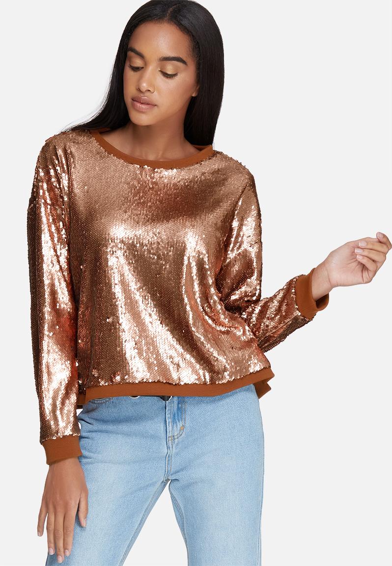 Relaxed sequin sweat - rose gold Daisy Street T-Shirts, Vests & Camis ...