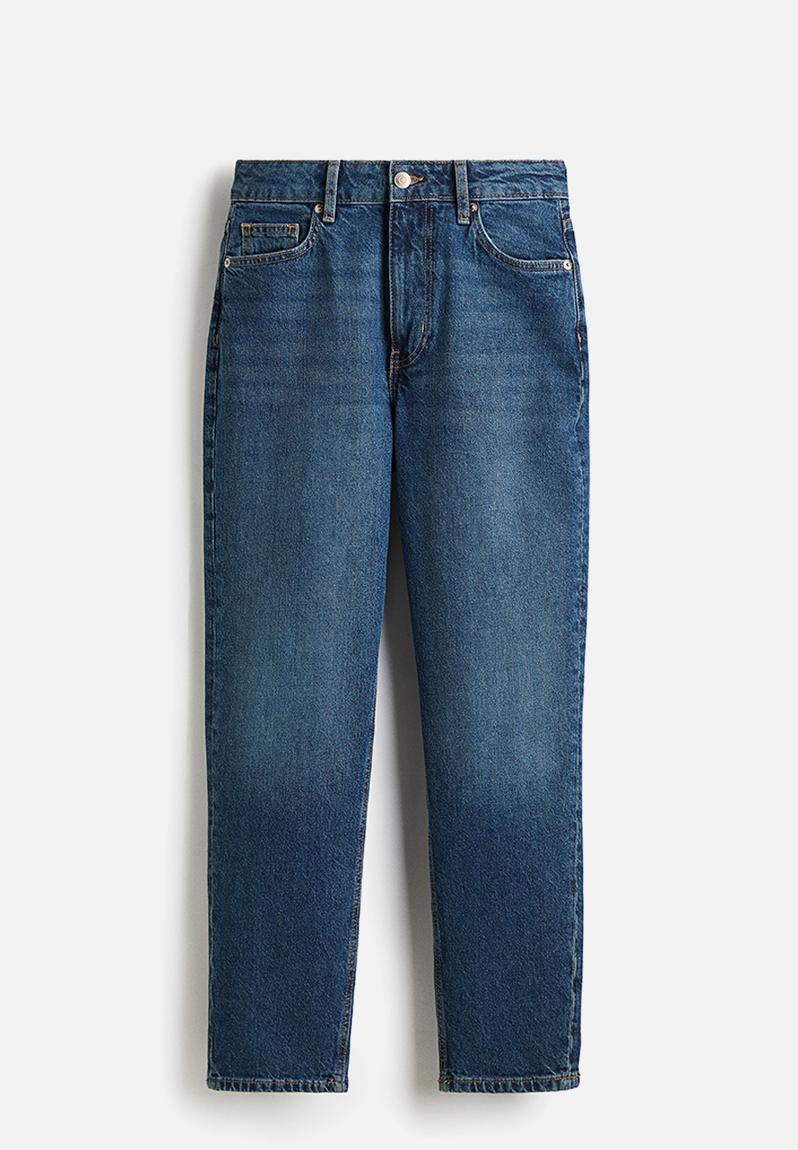Mom slim fit high waist ankle jeans - dark denim blue - 0941666071
