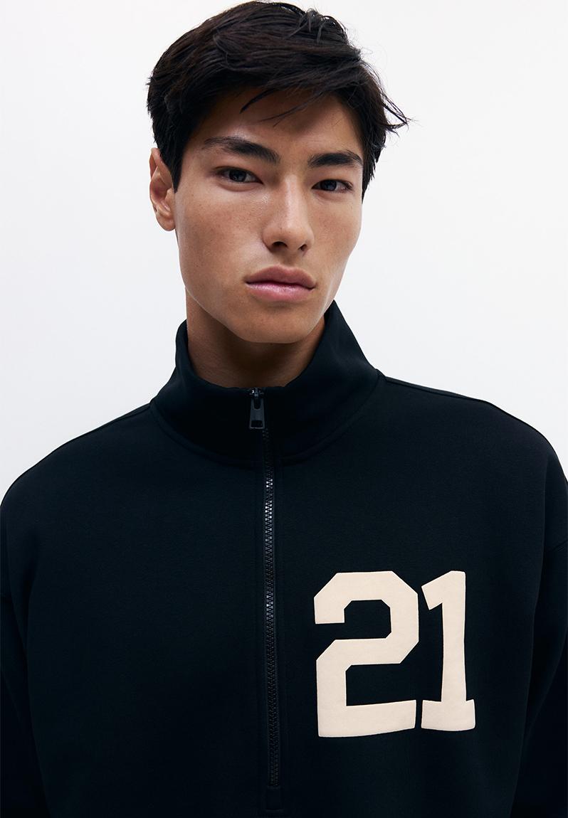 Loose fit zip-top sweatshirt - black/21 - 1315471001