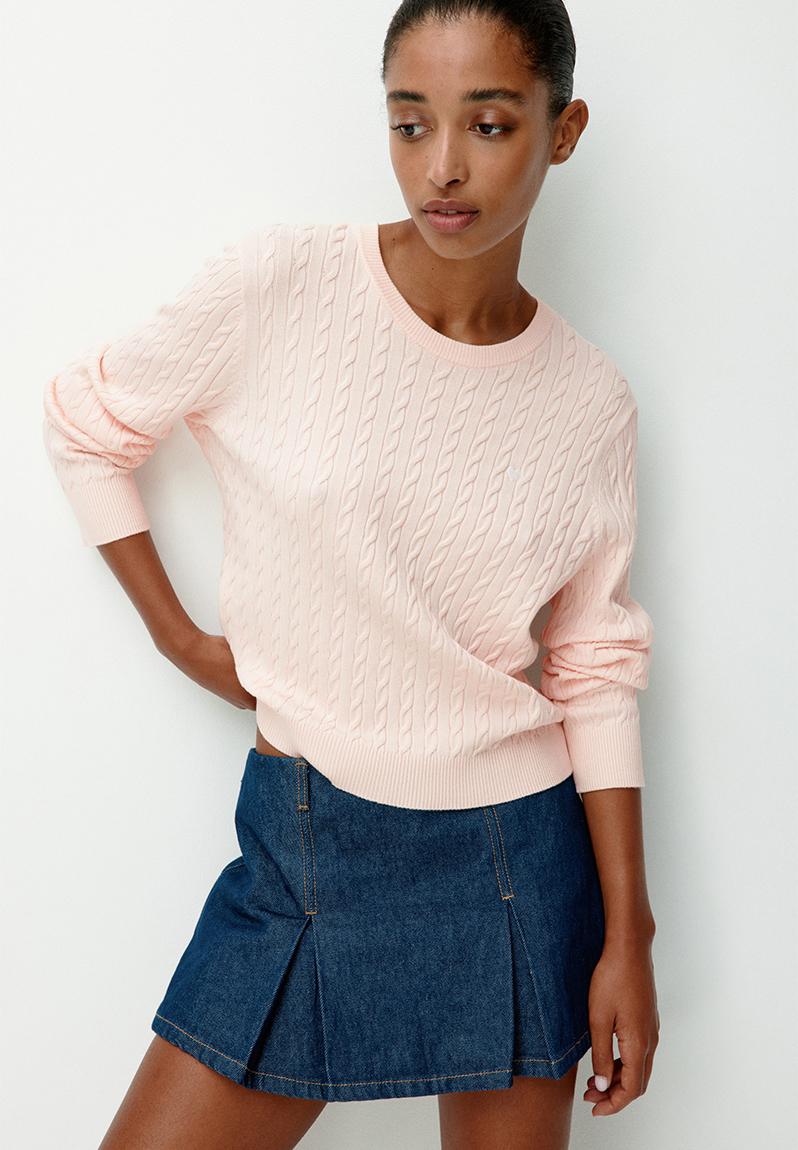 Cable-knit jumper - light pink - 1302100003