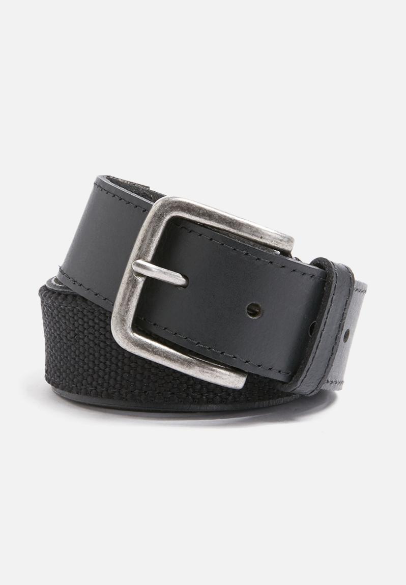 Leather and canvas belt - black basicthread Belts | 0