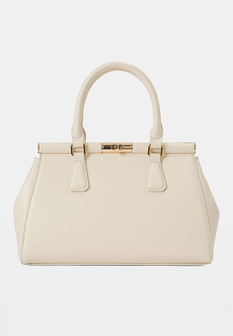Marie Medium Lock Grab Bag In Ivory
