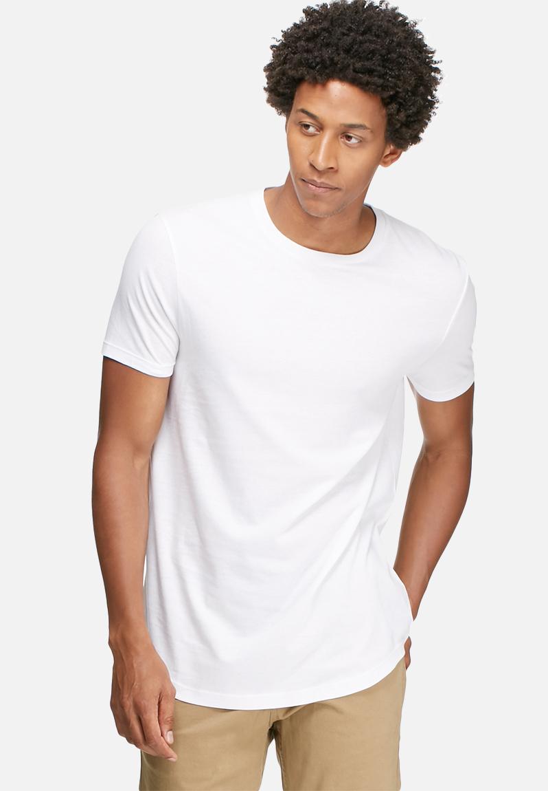 Barny longline tee with crew neck & curved hem - white basicthread T ...