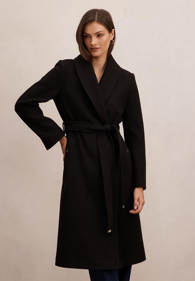 Clarissa Wrap Coat In Black