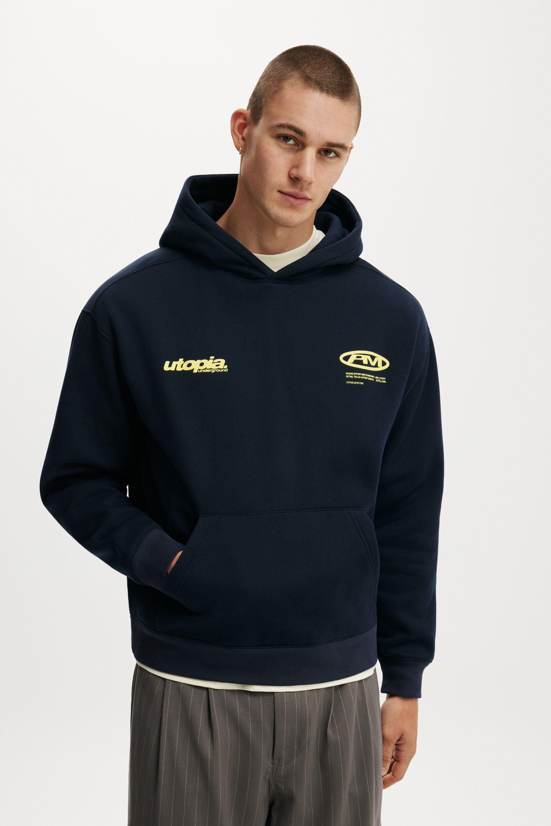 Box Fit Graphic Hoodie - True Navy / Utopia