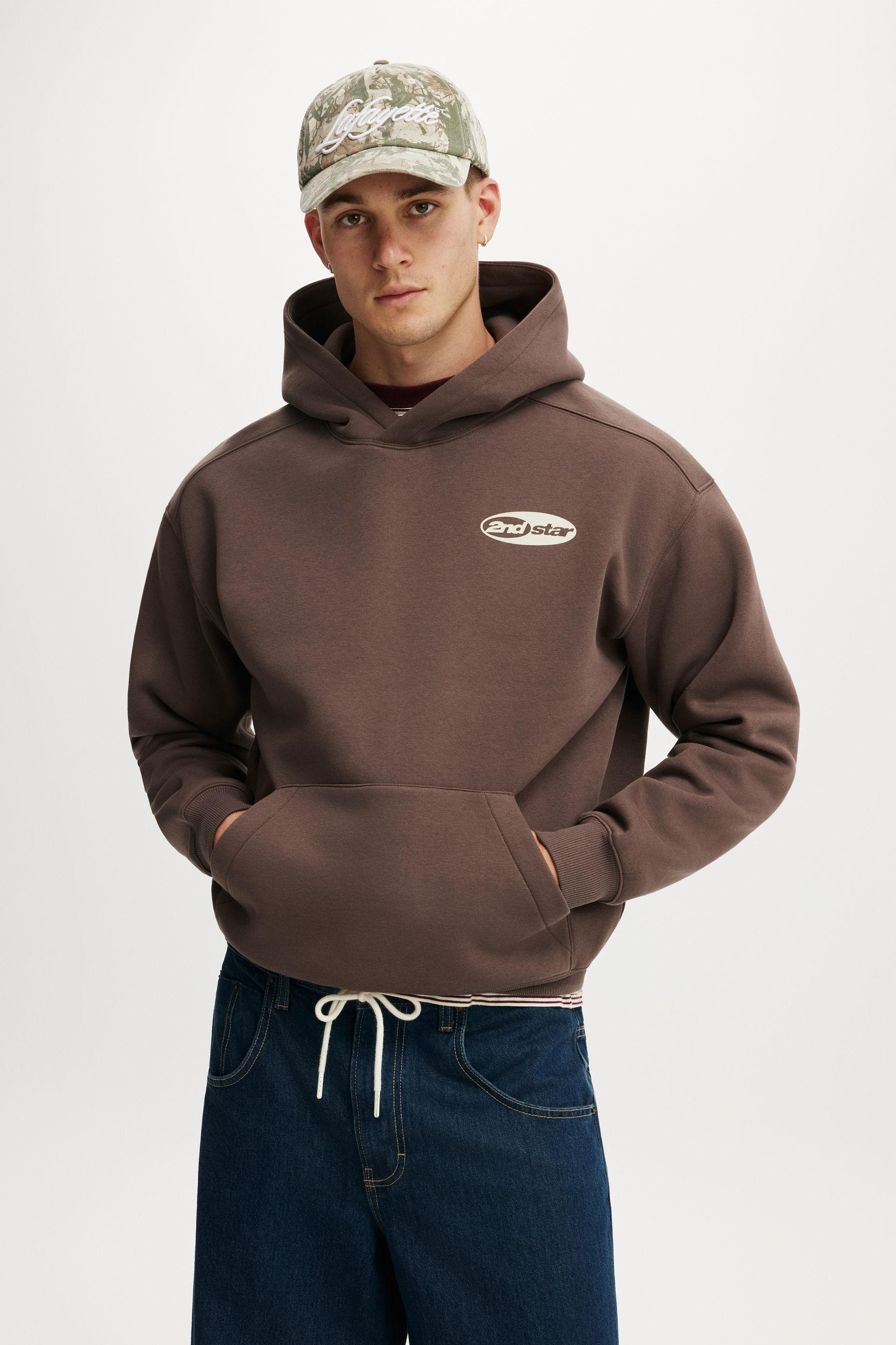 Box Fit Graphic Hoodie - Washed Chocolate / 2Nd Star