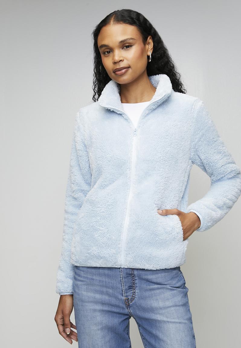 L/S Teddy Zip Hrouh Jacket - Pale Blue