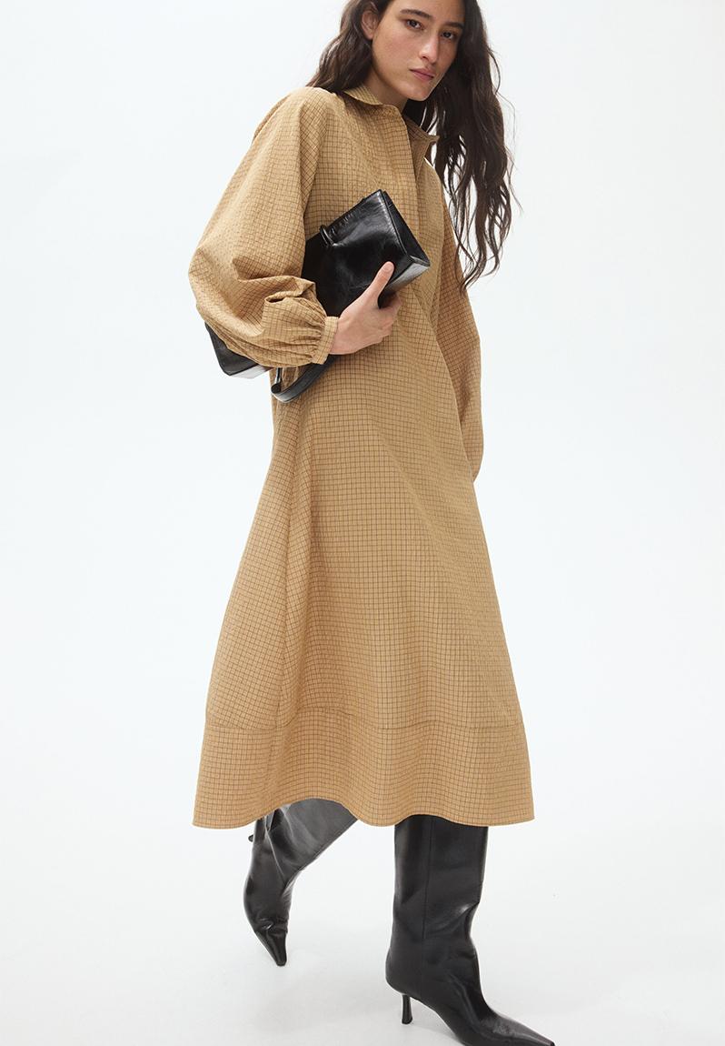 Collared midi dress - beige/checked - 1338051001