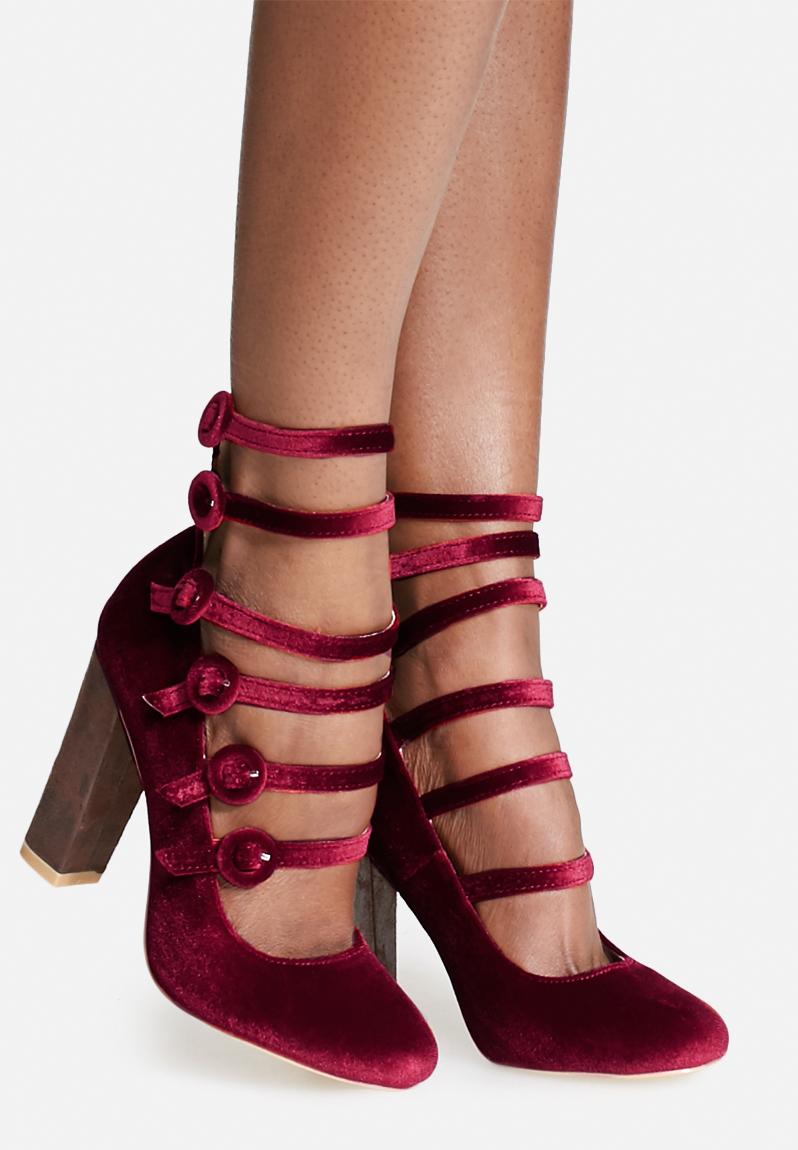 Gabriella block heel burgundy Glamorous Shoes