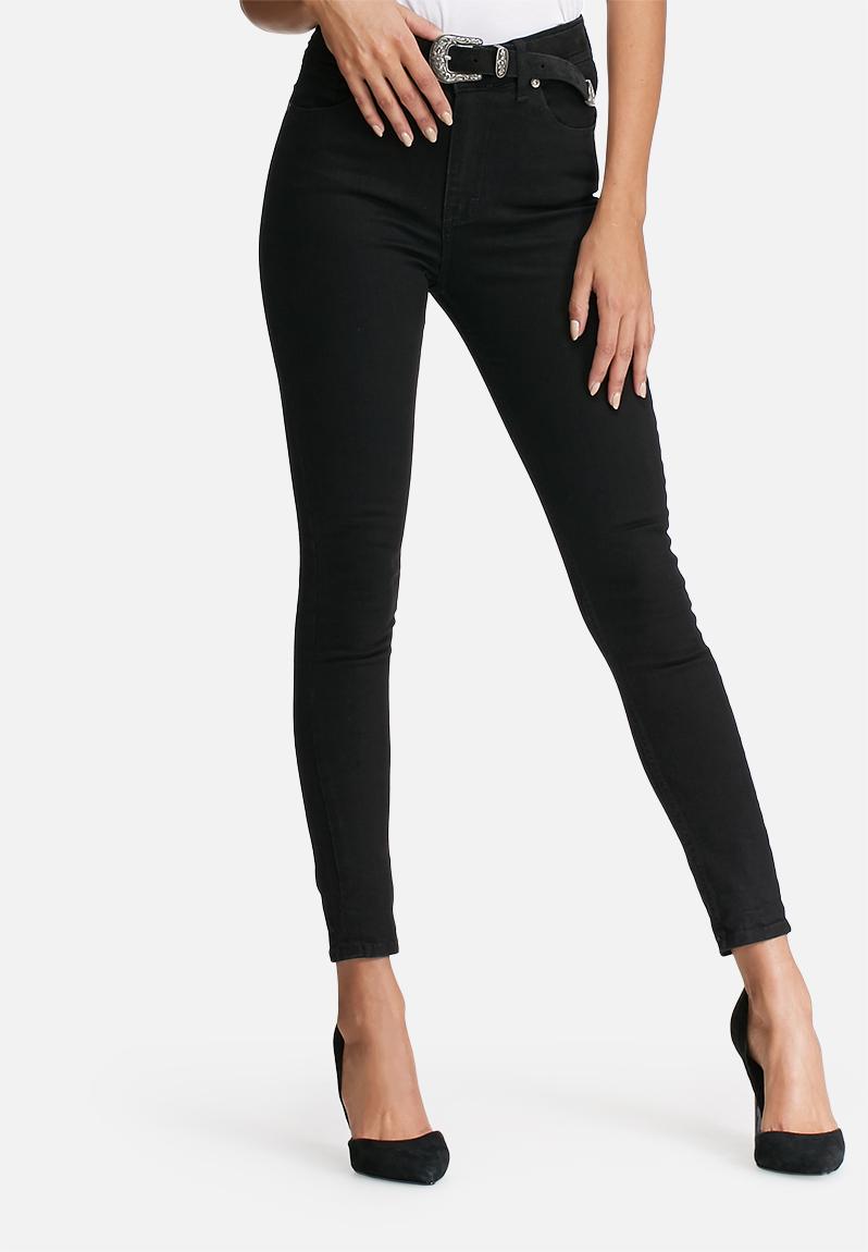 black high waisted ankle grazer jeans