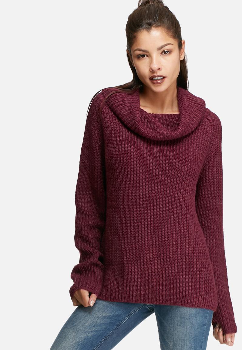 Wide neck knit - burgundy Glamorous Knitwear | Superbalist.com