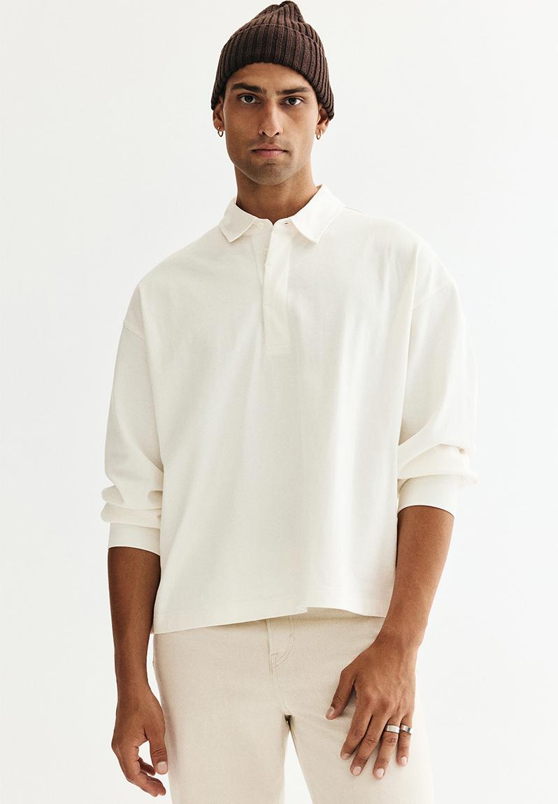 Loose fit cotton polo shirt - white - 1311897002