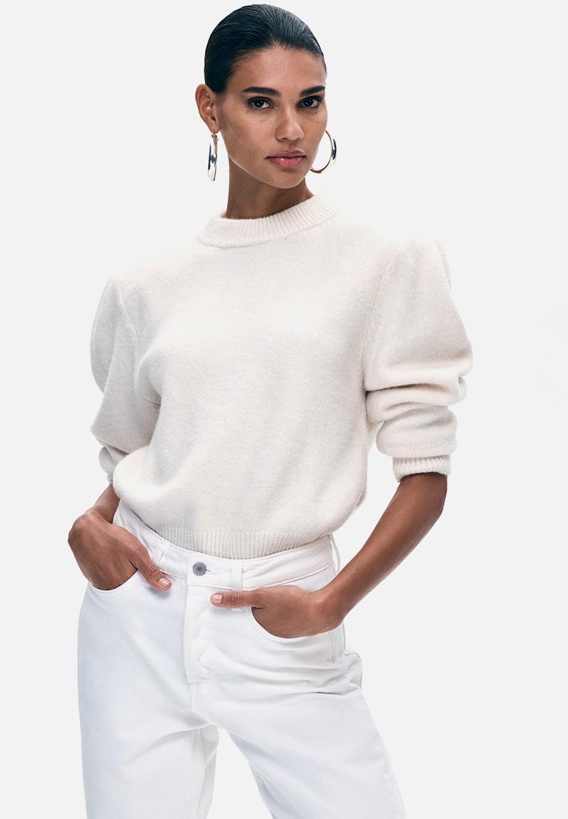 andwang AND bijou high neck tops アイボリー Shoulder-pad jumper - ivory - 1336680001
