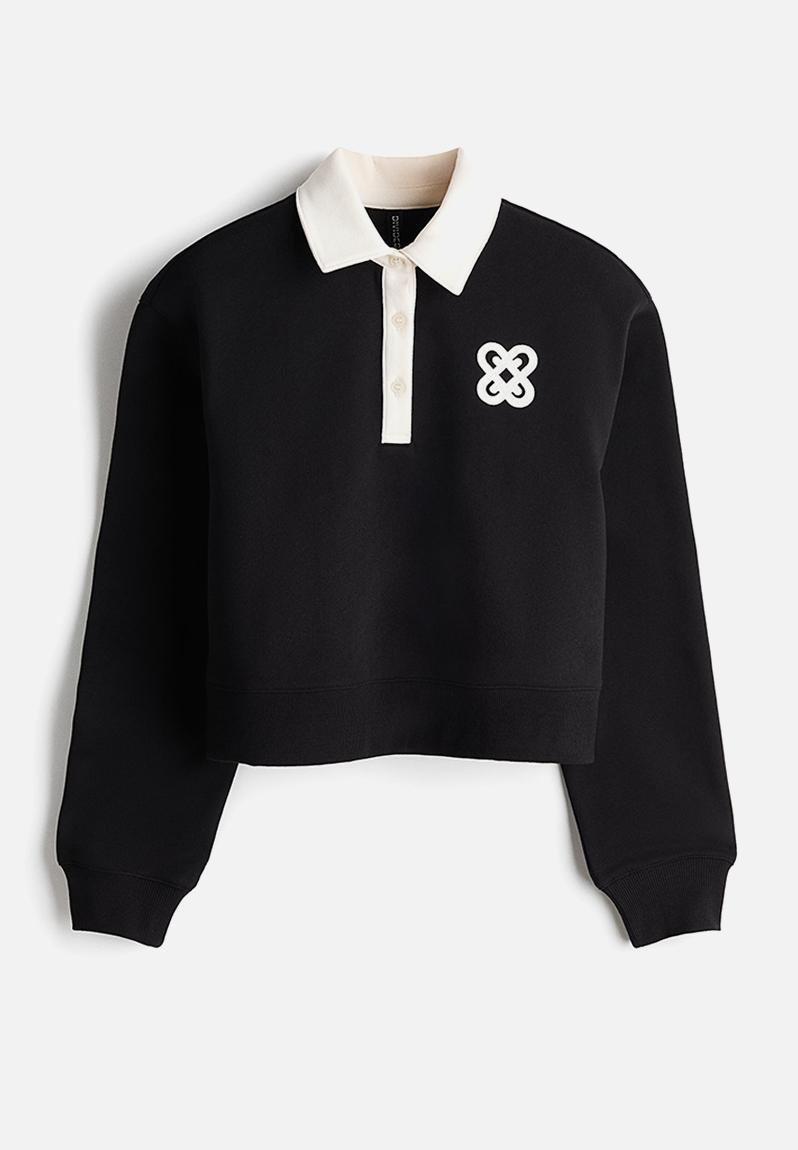 Appliqu?d rugby shirt - black/cream - 1337953001