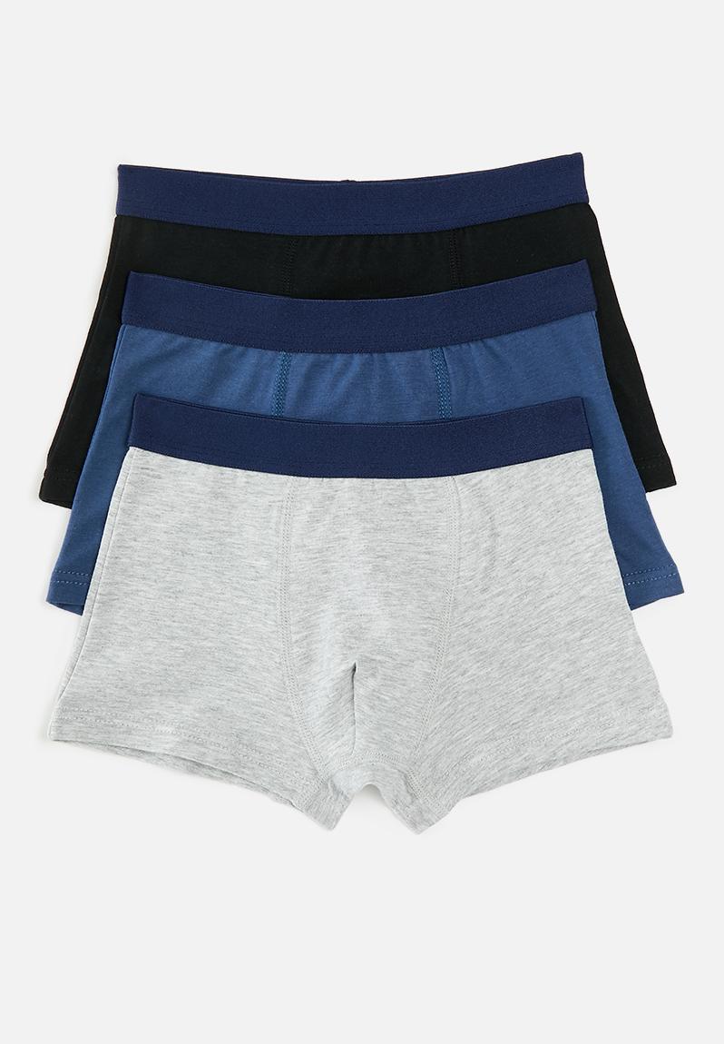 3 pack trunks - grey / navy / black