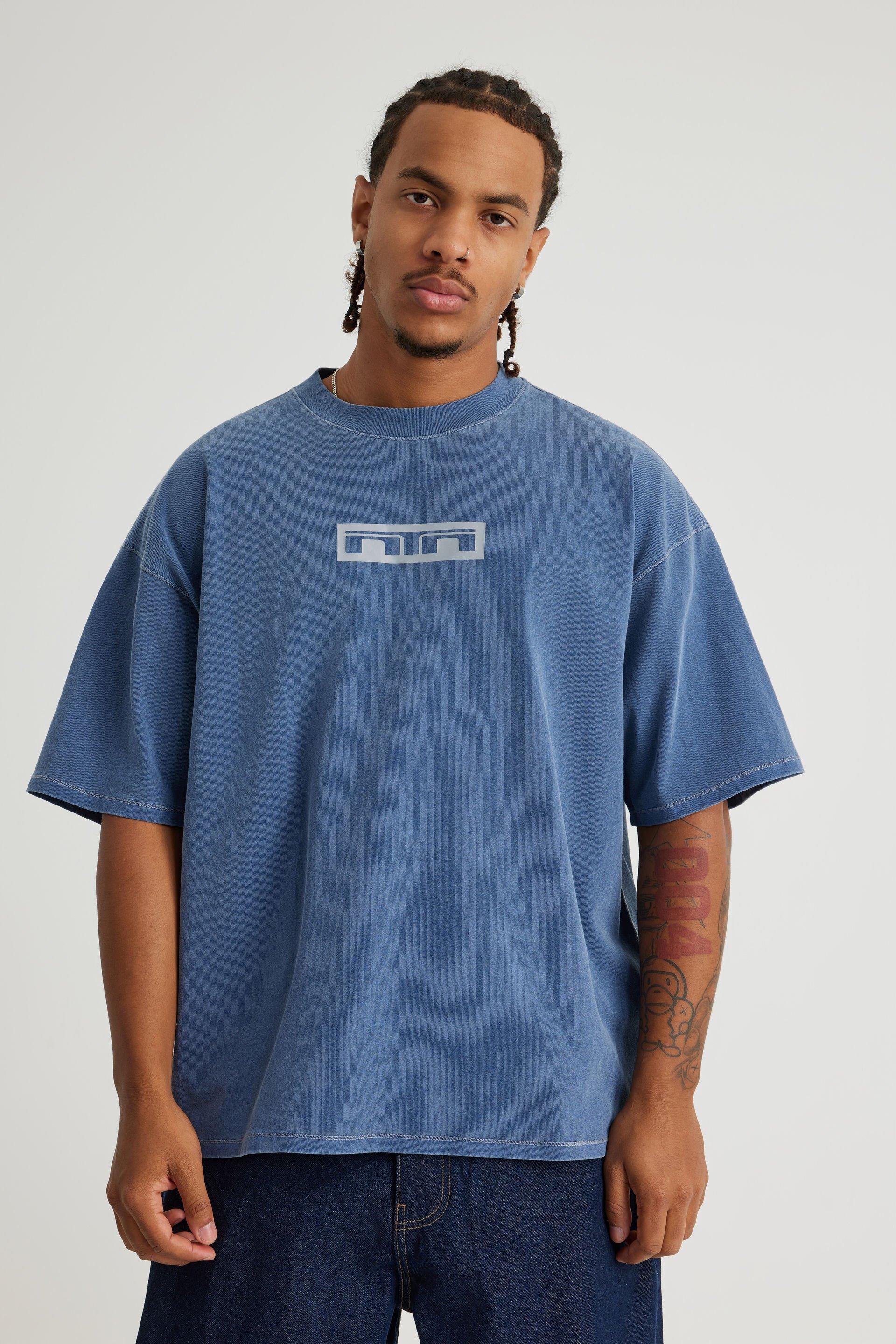 Notion Vintage Graphic Tshirt - Ntn Washed Blue Aura/Logo Panelling