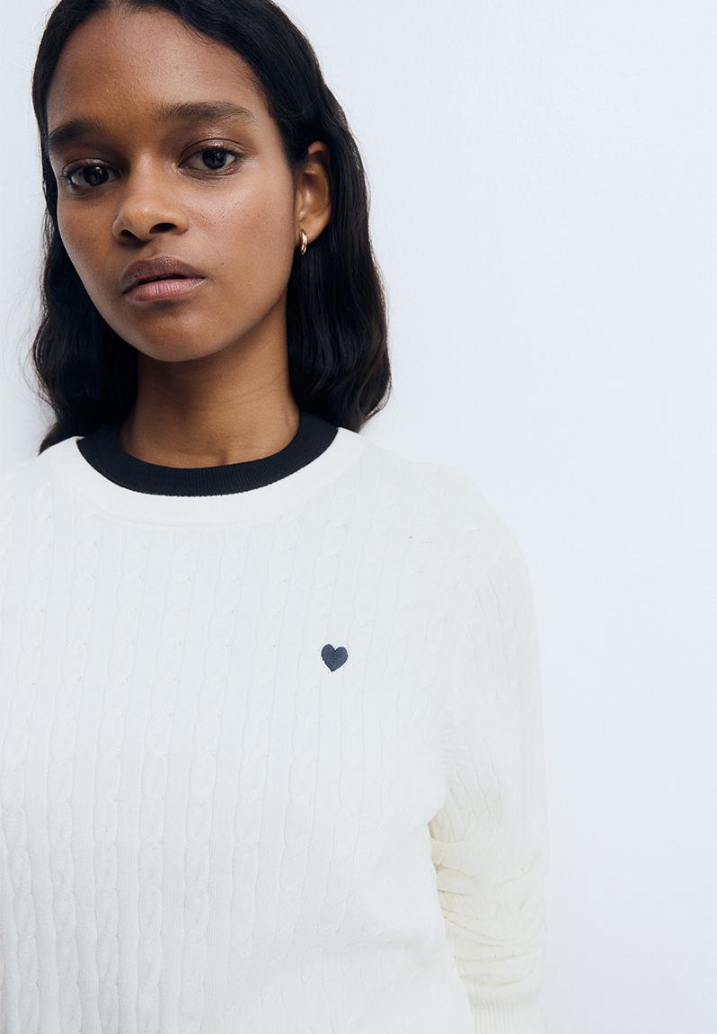 OHGA オーガ CABLE PUFF KNIT ホワイト Cable-knit jumper - white - 1302100004