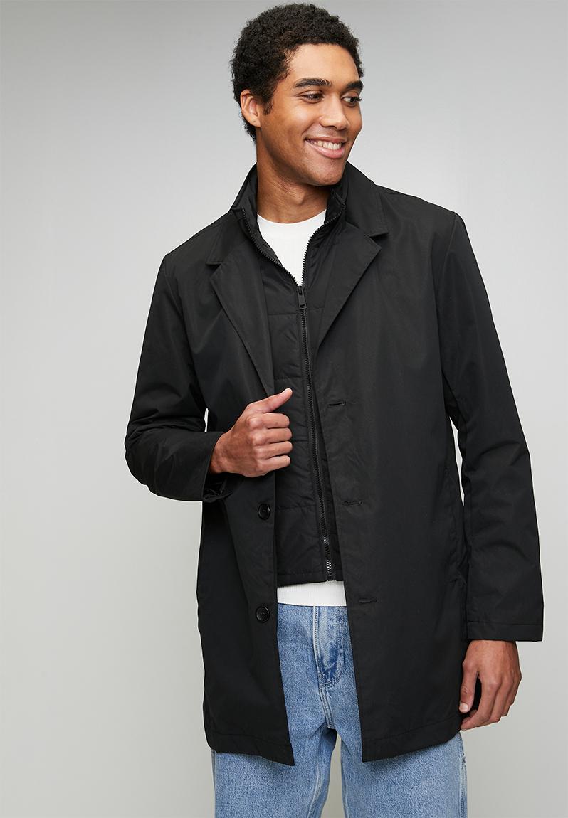 Double Layer Overcoat - Black