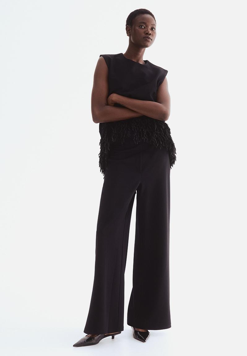 Wide jersey trousers - black - 1304825001.