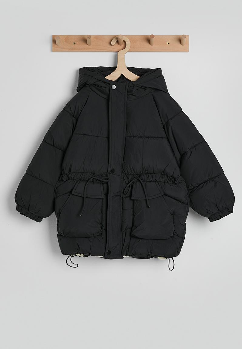 Box quilted puffer jacket - black