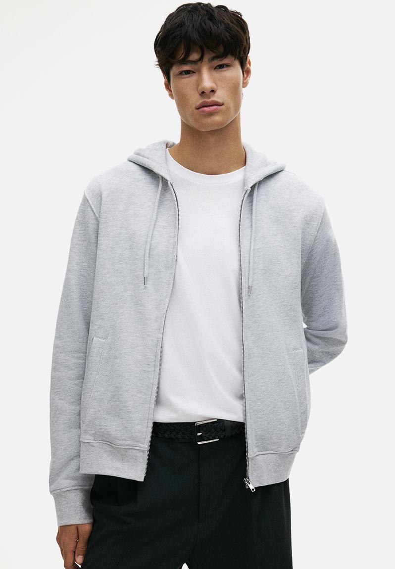 Regular fit zip - through hoodie - light grey marl - 0852614011