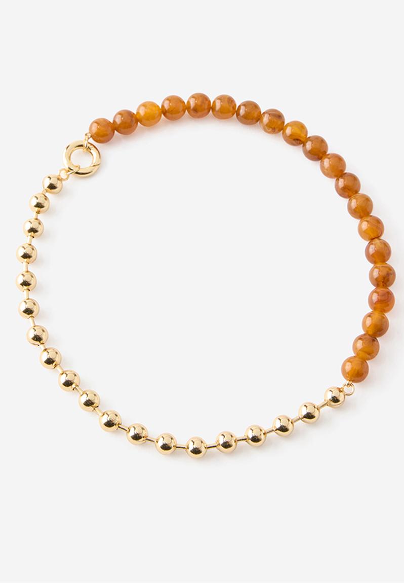 小物 Aram gold beads bracelet the mad shop Beaded necklace - up gold rhodium amber bead