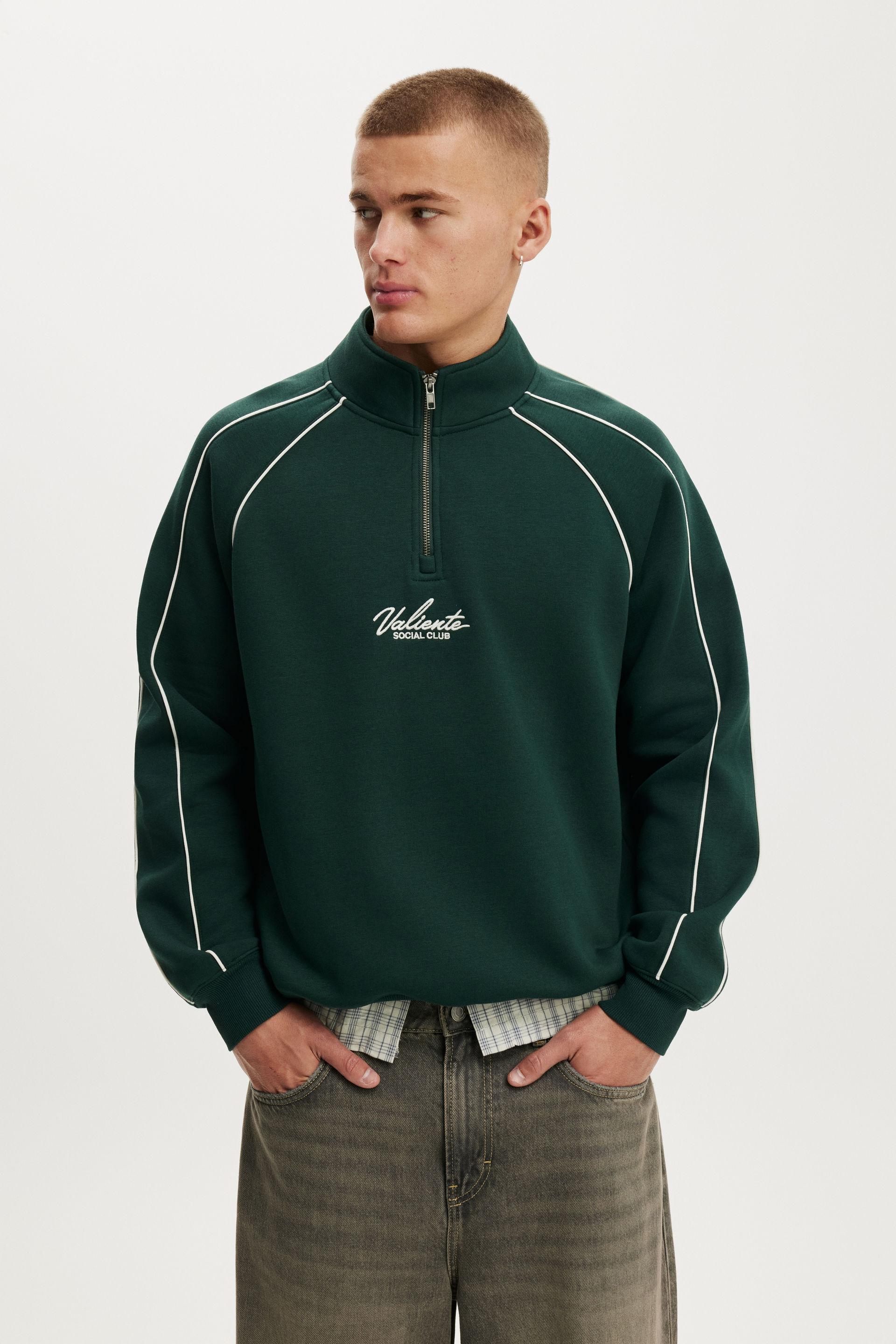 Distinction 1〜4 1 4 Zip Graphic Fleece - Pineneedle Green / Chalk White / Valiente