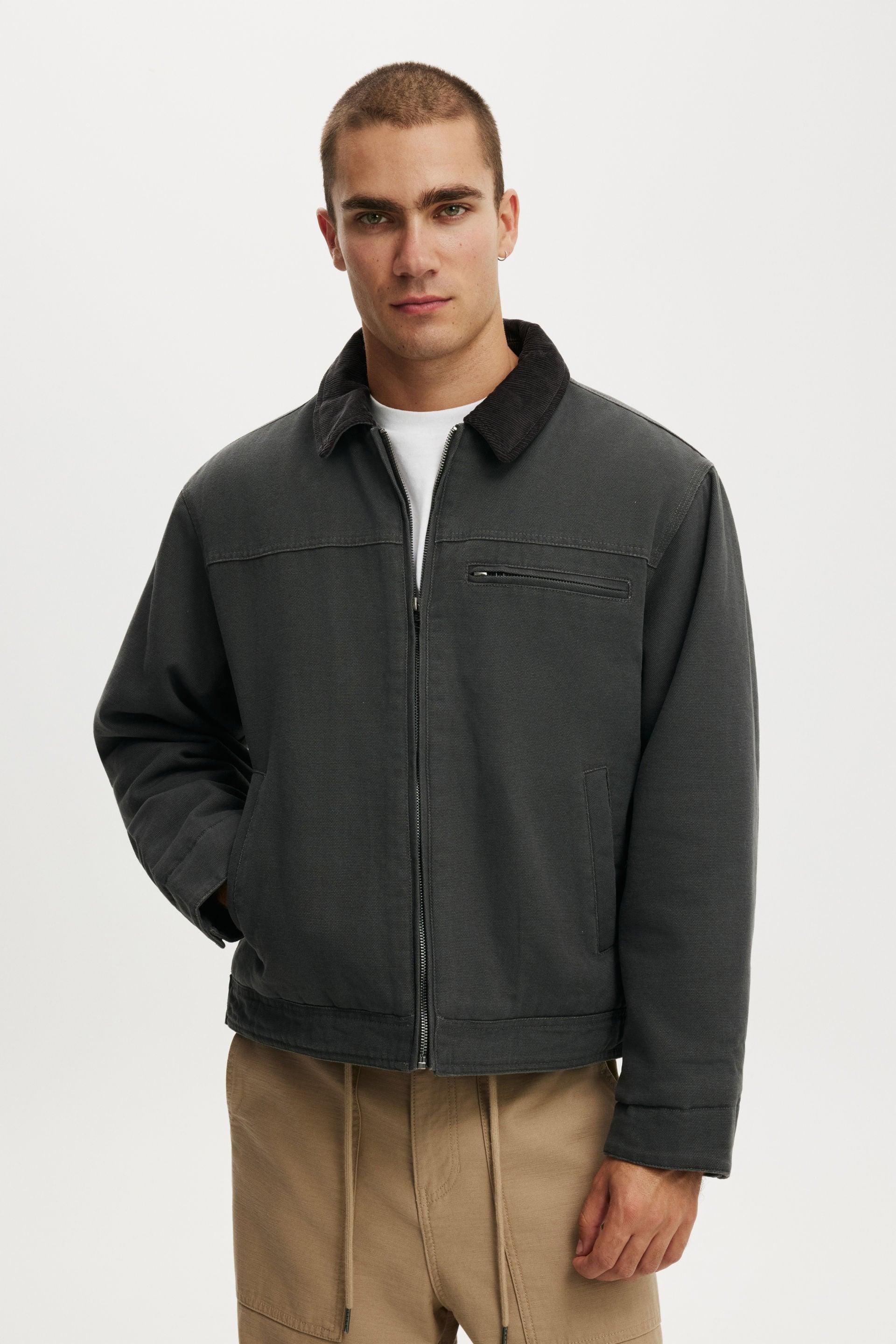 Cropped canvas harrington - black